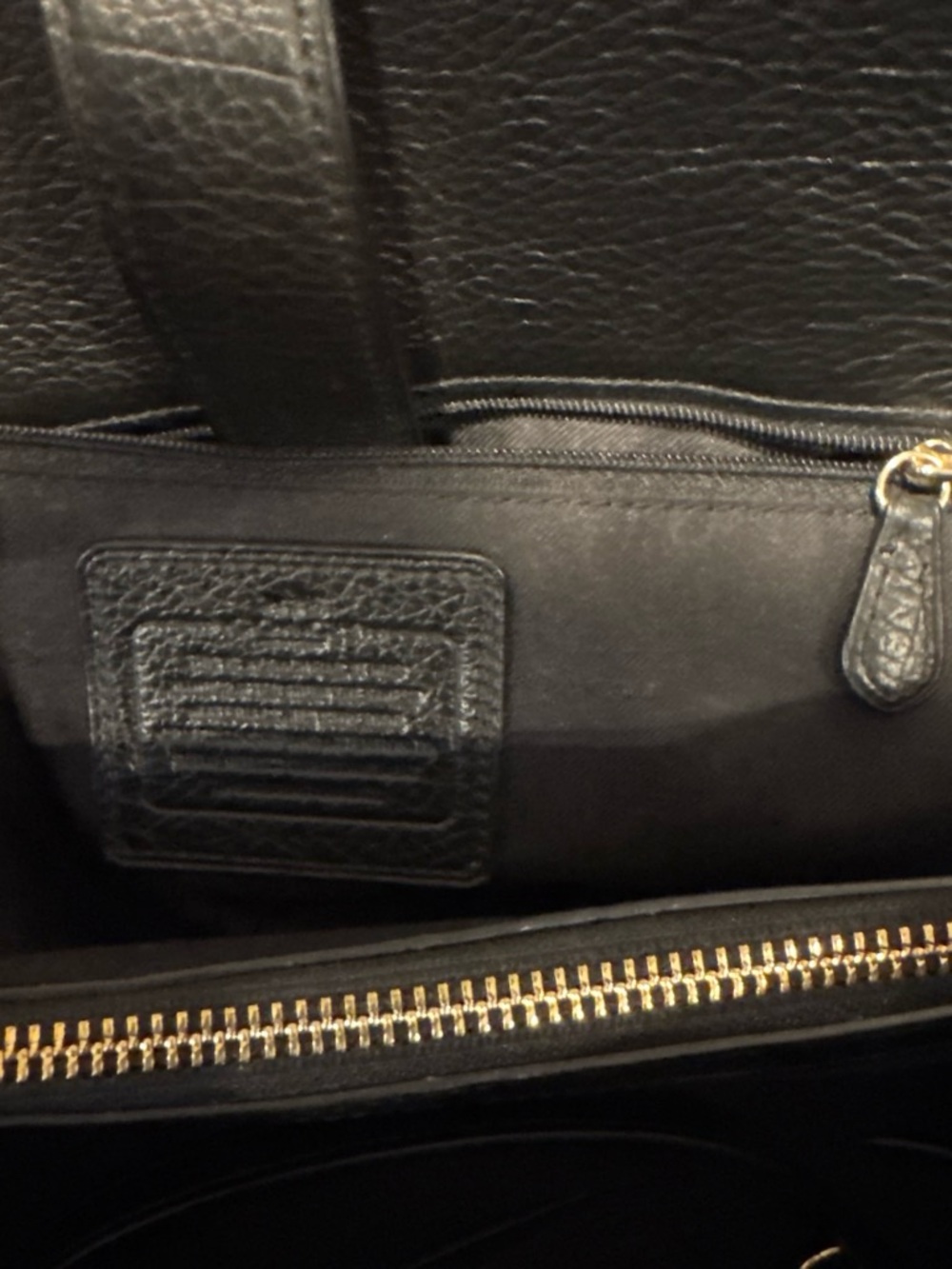COACH Black Leather Tote with Gold Hardware - Picture 5 of 7